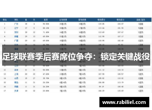 足球联赛季后赛席位争夺：锁定关键战役