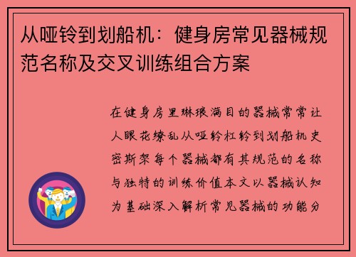 从哑铃到划船机：健身房常见器械规范名称及交叉训练组合方案